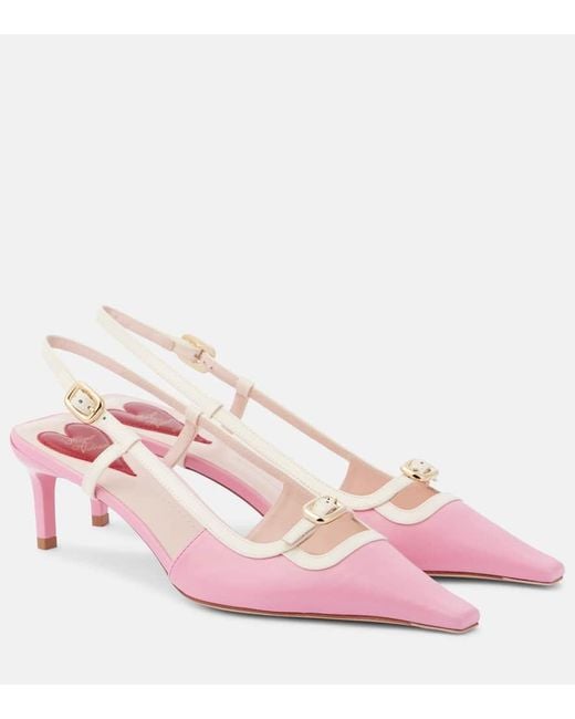 Roger Vivier Pink Viv' Canard Leather Slingback Pumps