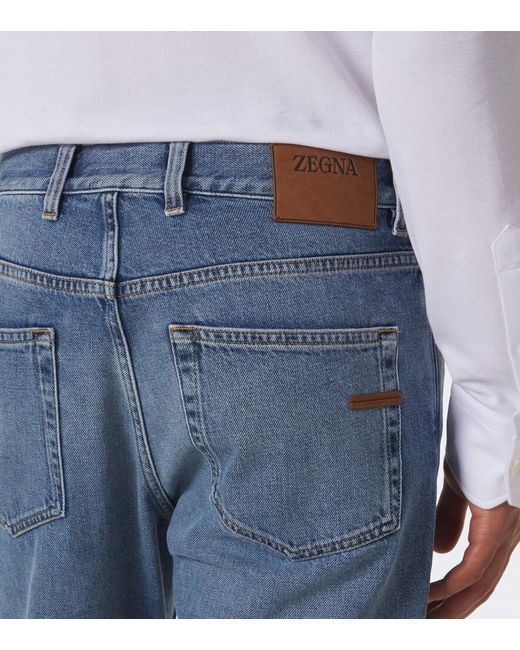 Zegna Blue Mid-Rise Slim Jeans for men