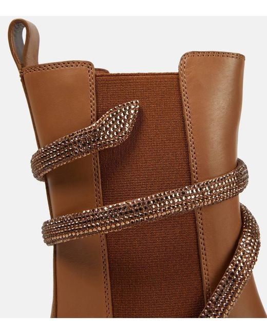 Bottes Chelsea En Cuir Embelli 40 Mm Rene Caovilla en coloris Brown