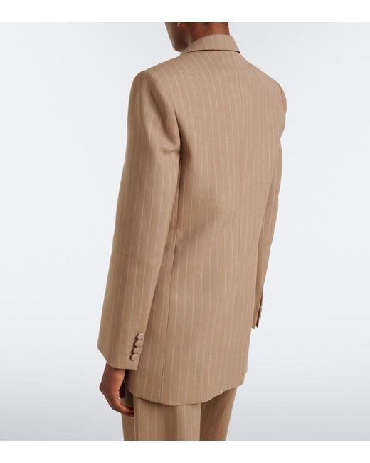 Valentino Brown Pinstripe Virgin Wool Double-Breasted Blazer