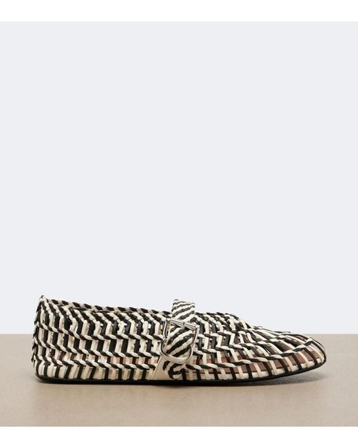 Alaïa White Woven Leather Ballet Flats