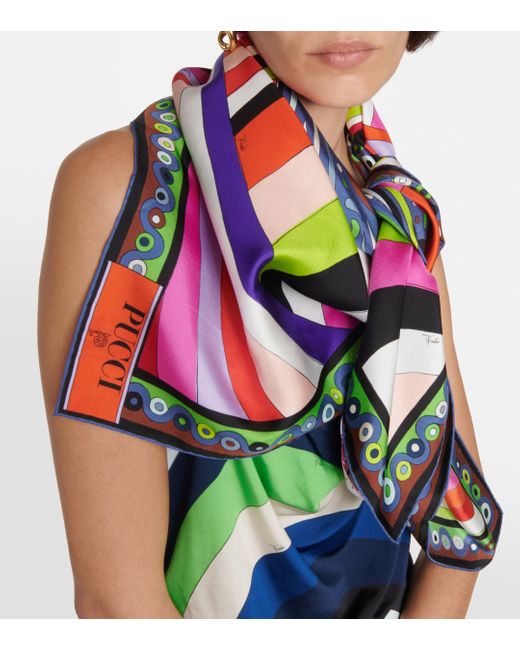 Emilio Pucci Multicolor Iride-print Silk Twill Scarf