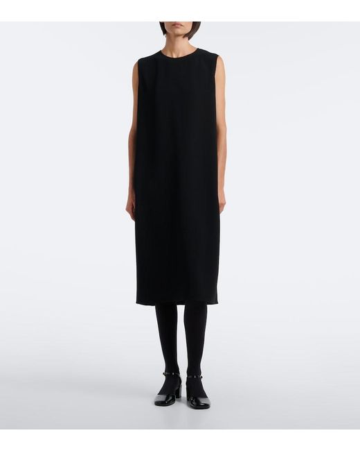 The Row Black Mirna Crepe Midi Dress