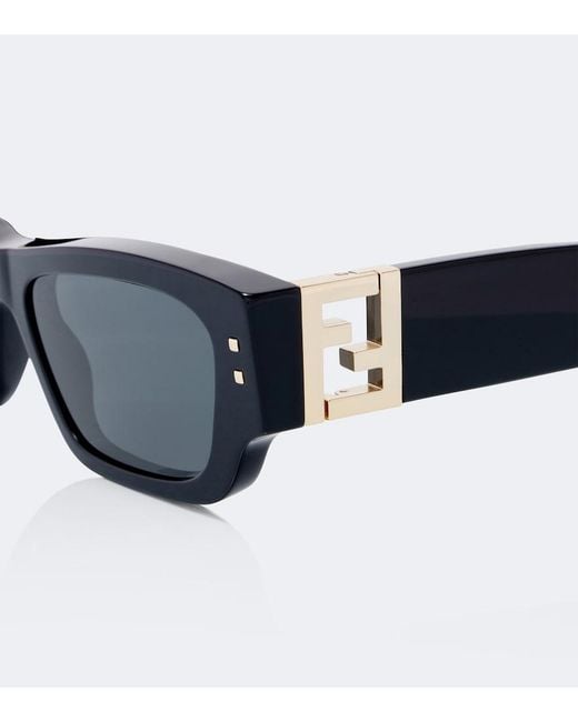 Fendi Black Ffold Rectangular Sunglasses