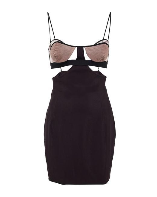 Nensi Dojaka Multicolor Cutout Mesh-paneled Minidress