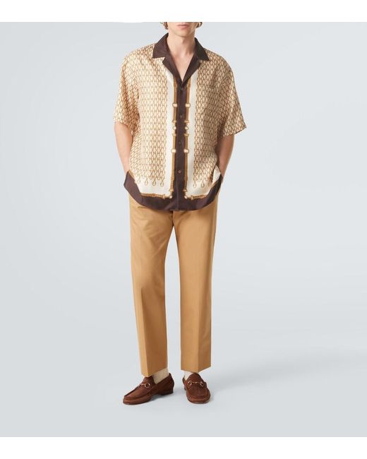 Gucci Brown Bamboo Horsebit Woven Suede Loafers for men