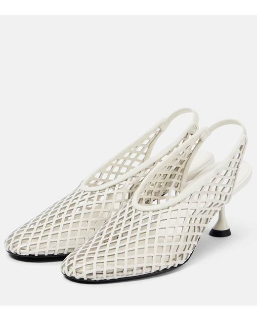 Proenza Schouler White Tee Leather Mesh Slingback Pumps