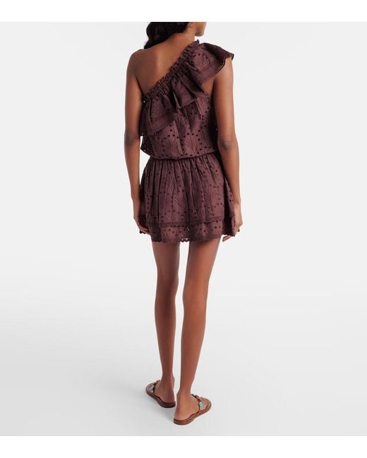 Melissa Odabash Brown Bree Broderie Anglaise Cotton Minidress
