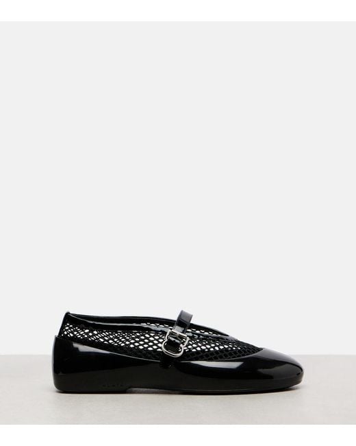 Alaïa Black Leather-Trimmed Fishnet Ballet Flats