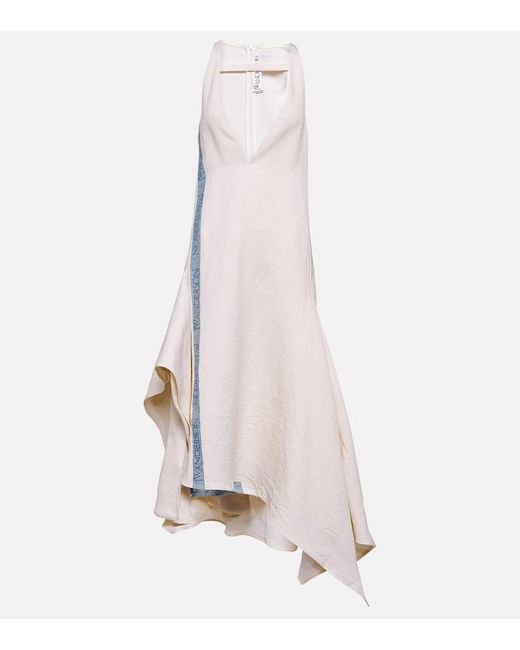 J.W. Anderson White Cotton And Linen Midi Dress