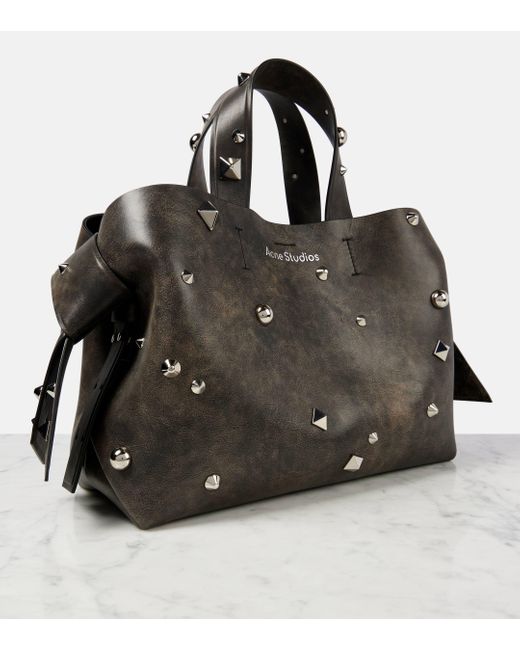 Acne Black Musubi Medium Studded Leather Shoulder Bag