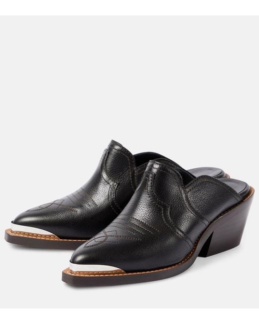 Dorothee Schumacher Black Western Shine Leather Mules
