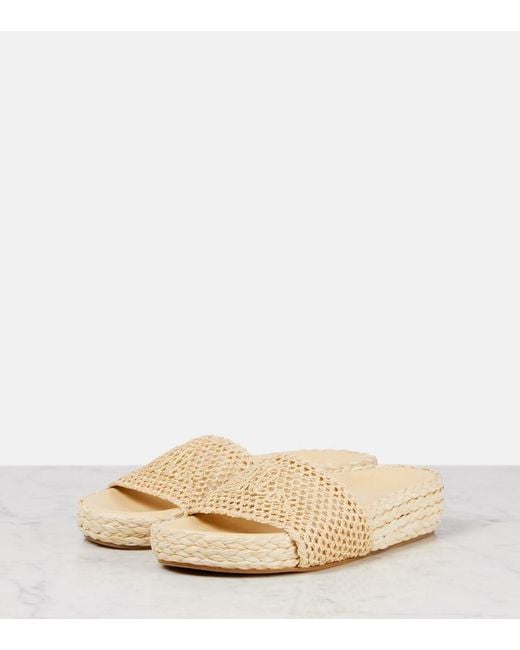Chloé Natural Isla Raffia-Effect Slides