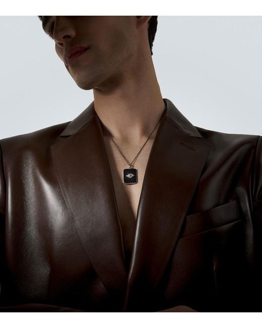 Ileana Makri Metallic Evil Eye Sterling Pendant Necklace With Diamonds for men