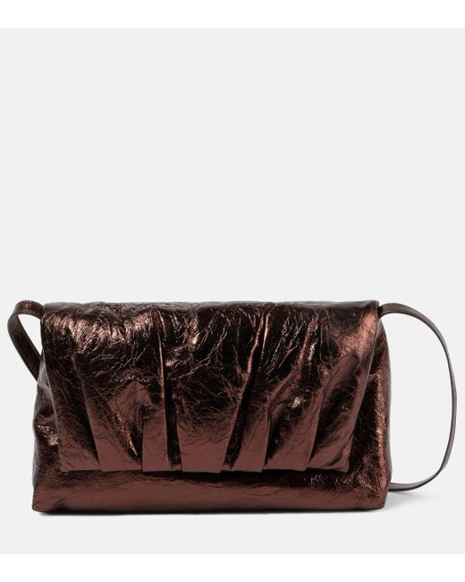 Dries Van Noten Brown Metallic Leather Shoulder Bag