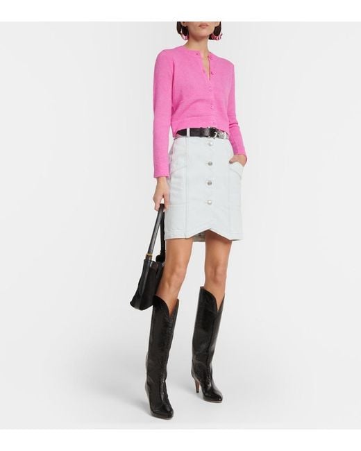 Isabel Marant White Sabel High-Rise Denim Miniskirt