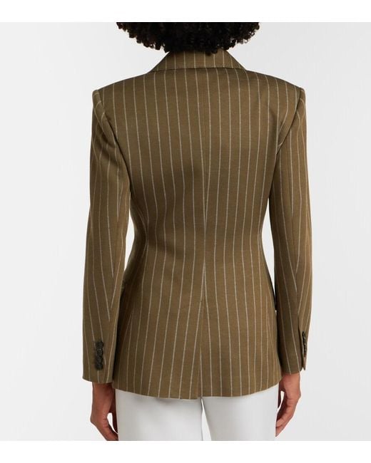 Max Mara Green Balta Pinstripe Double-Breasted Blazer