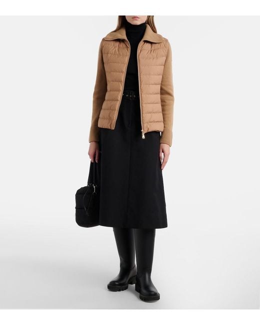 Moncler Brown Down-Paneled Wool Cardigan
