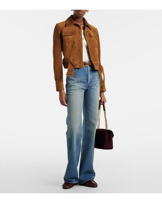 Saint Laurent Purple Loulou Medium Suede Shoulder Bag