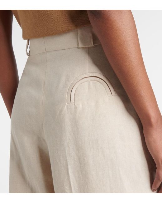 Blazé Milano Natural Weite High-Rise-Hose Husi Aus Leinen