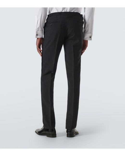 Rubinacci Blue Modluca Wool Tuxedo Pants for men