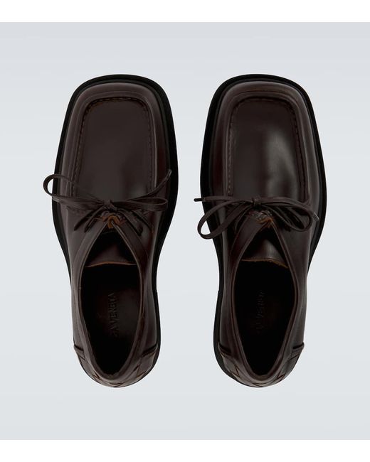 Bottega Veneta Black Ben Intrecciato Leather Lace-Up Shoes for men