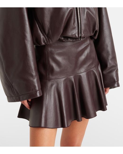 Alaïa Brown Pleated Leather Miniskirt