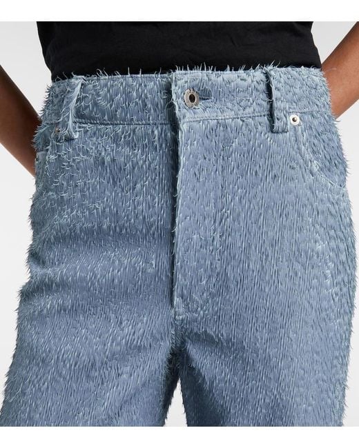 Loewe Blue Trompe L'Oil Leather Straight Pants