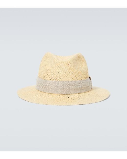 Kiton White Straw Panama Hat for men
