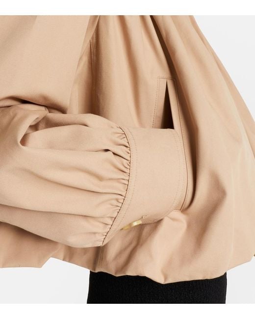 Chloé Natural Gathered Cropped Cotton Canvas Jacket