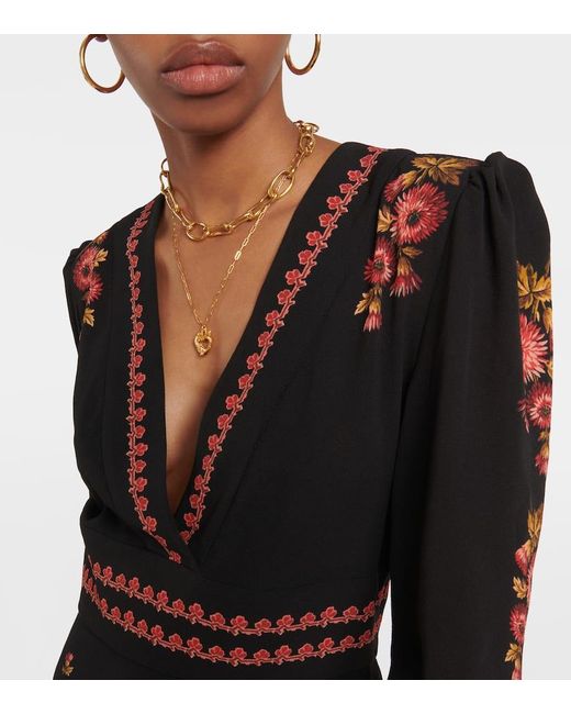 Etro Black Paisley Midi Dress