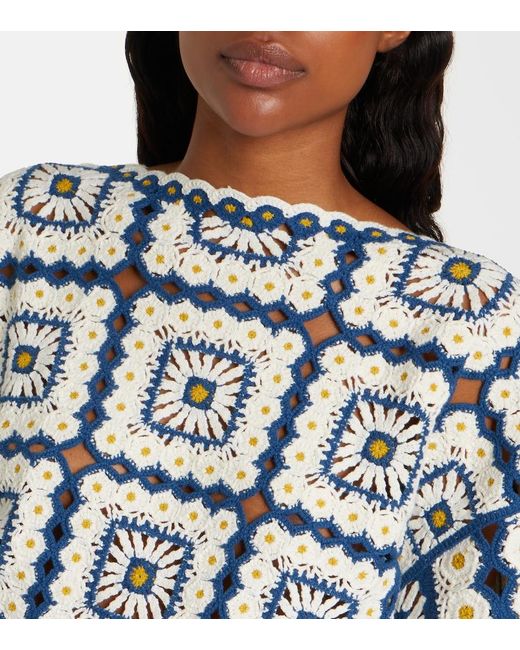 ALÉMAIS Blue Dolly Crochet Cotton Romper