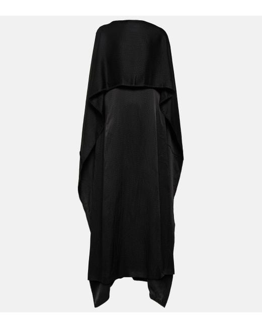 Gabriela Hearst Black Hunter Caped Silk Satin Gown