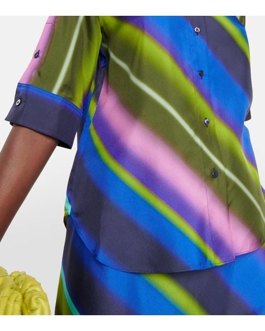 Dorothee Schumacher Blue Striped Silk Twill Blouse