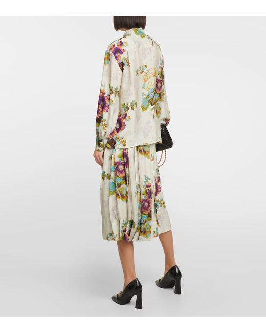 Tory Burch Green Floral Satin Blouse