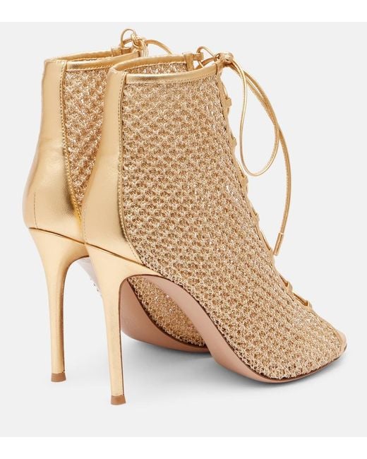 Gianvito Rossi Natural 105 Metallic Leather-Trimmed Sandals
