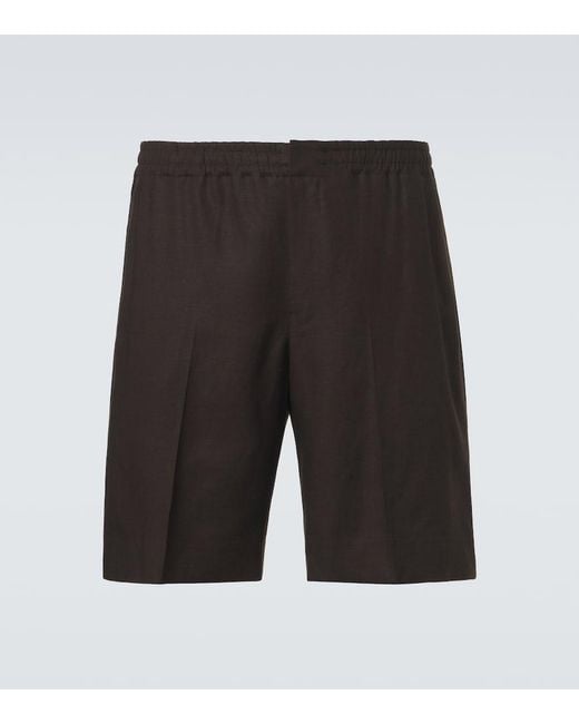 Zegna Black Linen Shorts for men