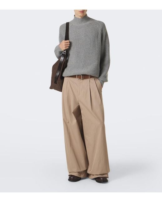 Allude Gray Wool And Cashmere Turtleneck Sweater for men