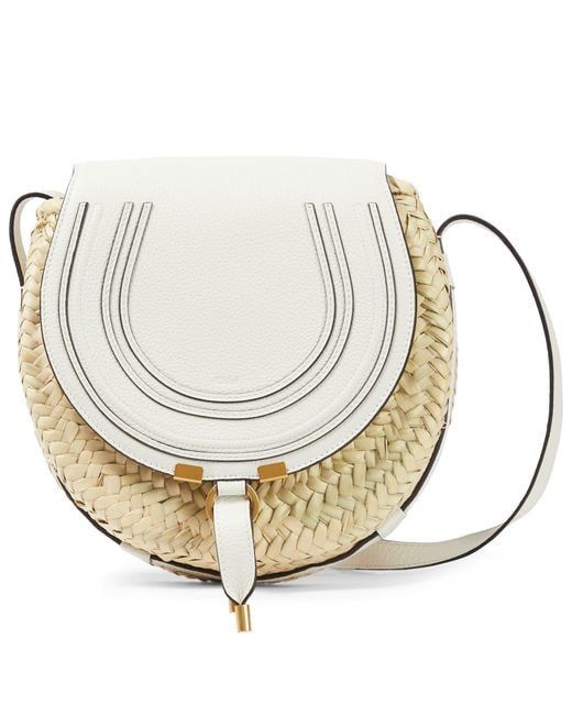 Chloé Marcie Small Raffia Crossbody Bag in White Lyst