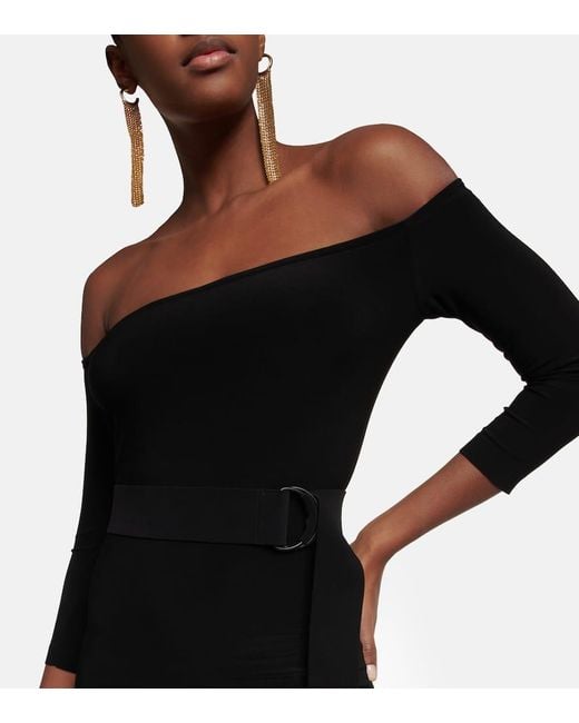 Robe Longue A Encolure Bardot Norma Kamali en coloris Black