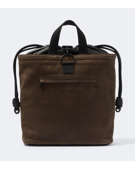 Loewe Black Squad Leather Backpack for men