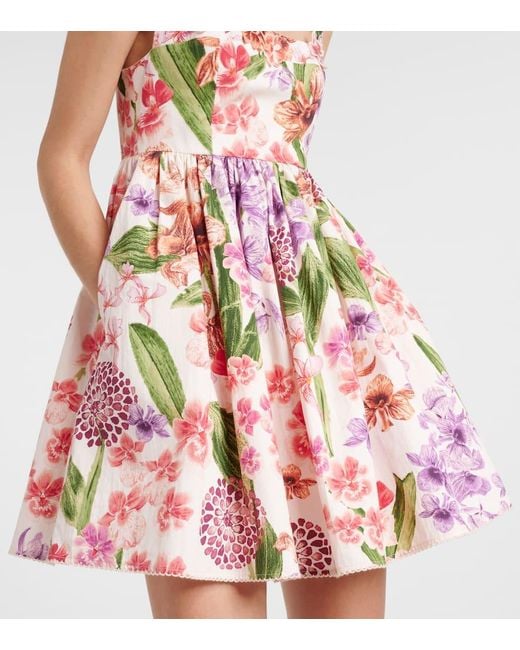 Vestido Corto Barbare De Algodon Floral Agua Bendita de color Pink