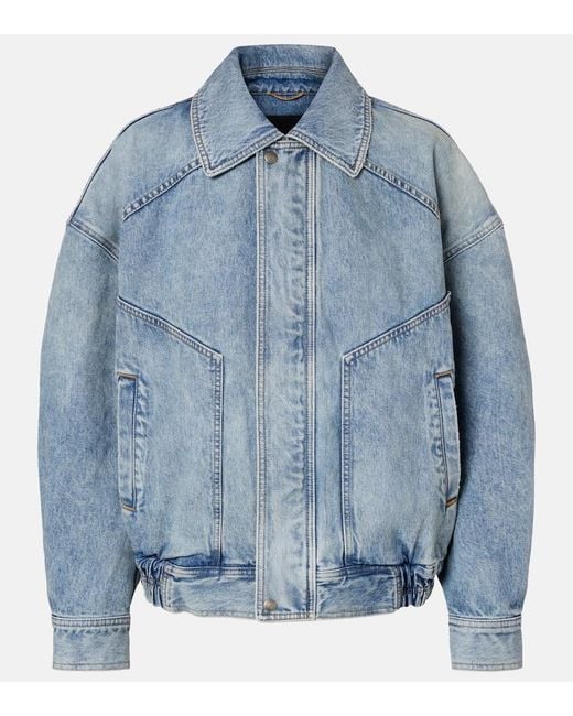 Saint Laurent Denim Blouson Jacket in Blue | Lyst