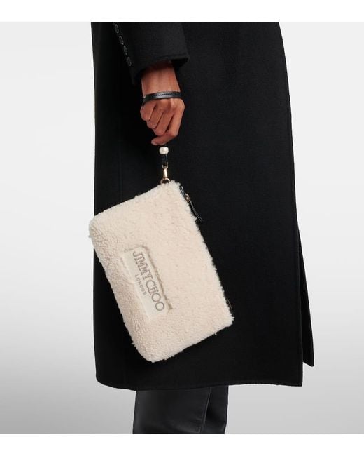 Jimmy Choo Natural Etui Mit Riemen Aus Shearling