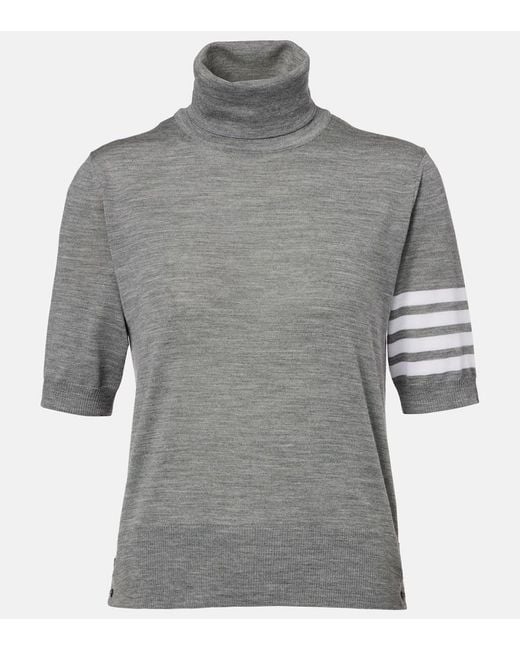 Thom Browne Gray 4-Bar Wool Turtleneck Sweater