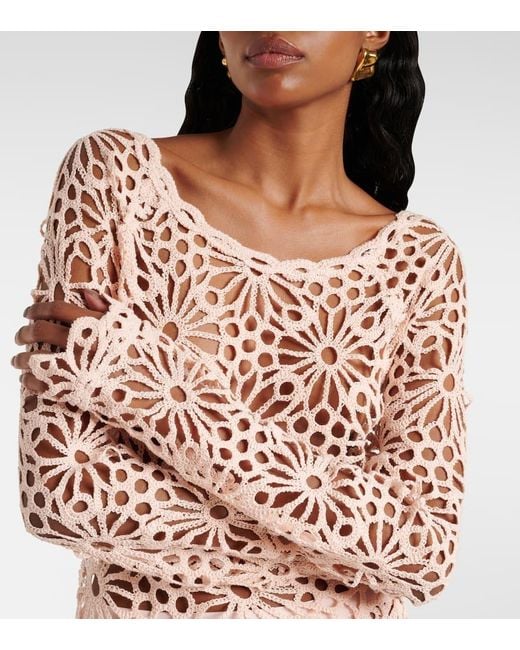 Norma Kamali Natural Top Raglan Aus Haekelstrick