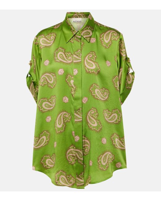 ALÉMAIS Green Dice Paisley Silk Shirt