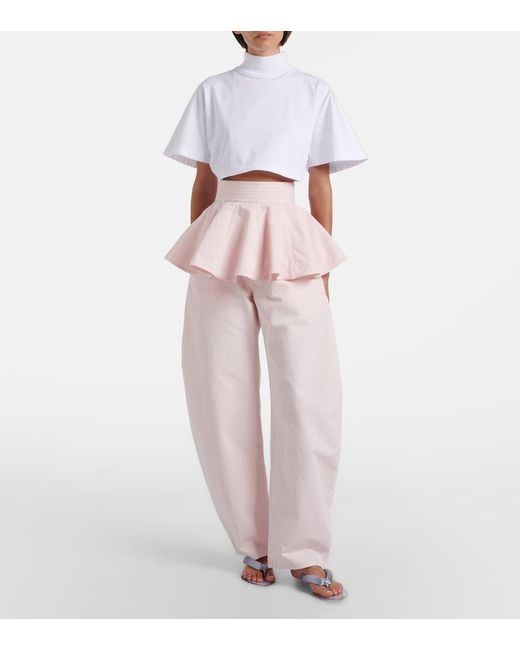 Alaïa Pink High-Rise Barrel-Leg Jeans