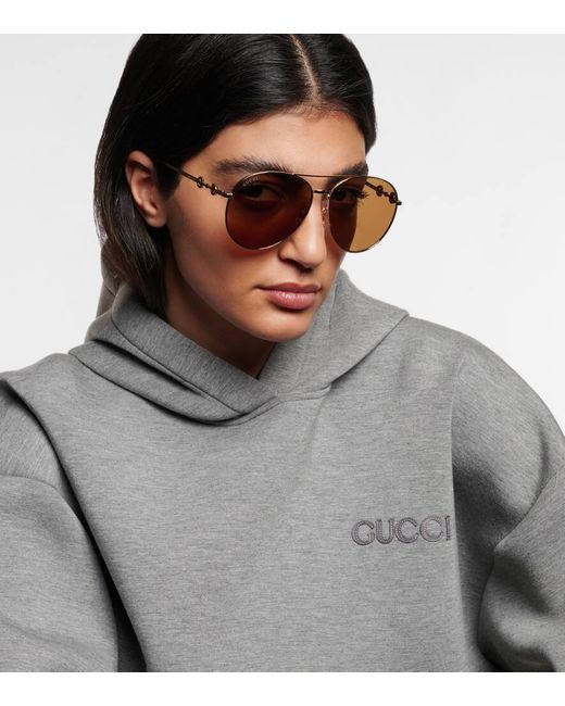 Occhiali Da Sole Aviator Horsebit di Gucci in Natural