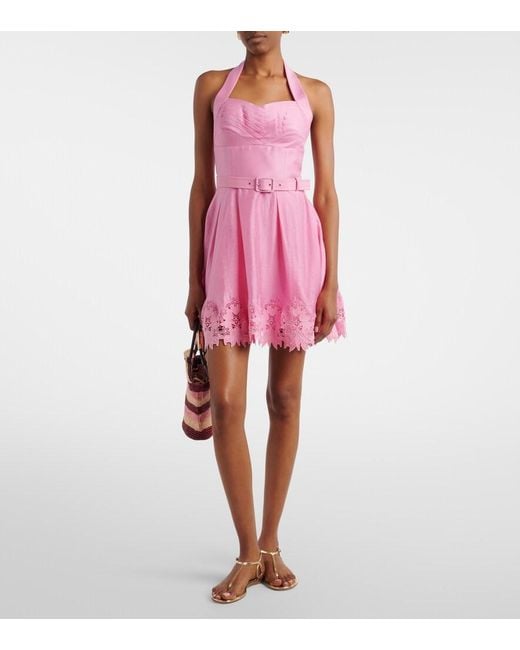 Rebecca Vallance Pink Petalite Lace-Trimmed Minidress